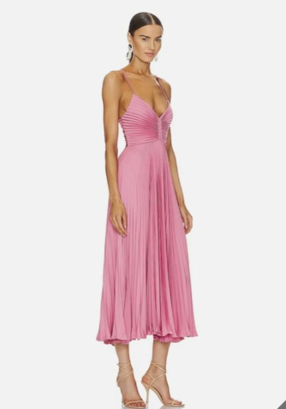 A.L.C. Gemini Pleated Midi Dress 10 Pink Chateau Rose Pink Wedding Guest Summer